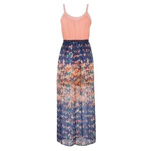 Maurices | Butterfly Maxi dress | Blue and Peach